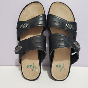 Yuu Atana Black Women's Slip On Adjustable Sandals Sz 8M